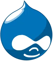 The Drupal Logo: a blue drop of water with a face