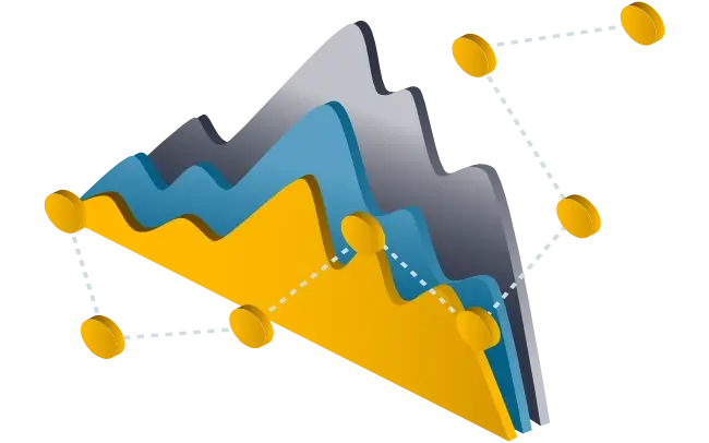 Illustration of various wave and plot charts showing analytics concept