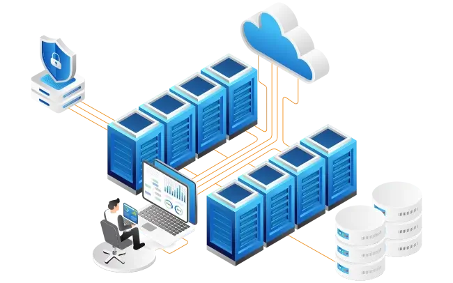 Illustration showing standard hosting cluster setup