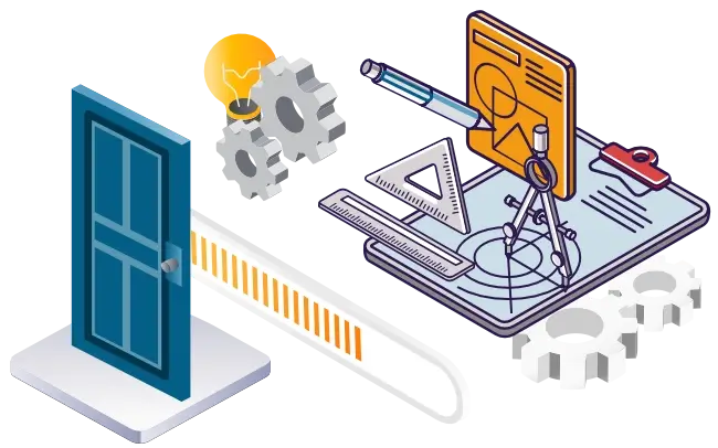 Illustrative concept shows a portal gateway with access to information behind it