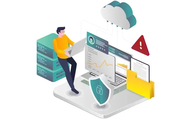 Illustration of MERAK hosting server, app and website proactive monitoring.