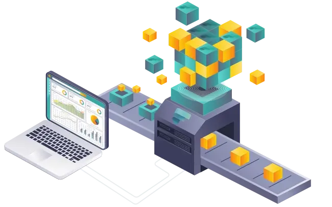 Concept showing the all-in-one nature of Microsoft Fabric for data viz