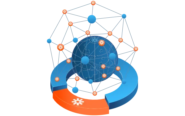 Concept Illustration showing the interaction sphere of _Zapier integration network